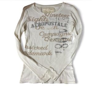 Y2K early 2000s Aeropostale size medium white knit long sleeve top